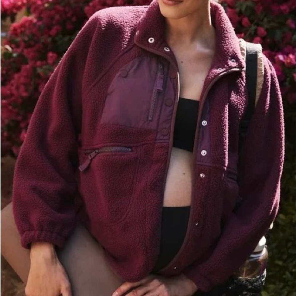 FP Movement X Hatch Hit The Slopes Fleece Jacket, Deep Maroon